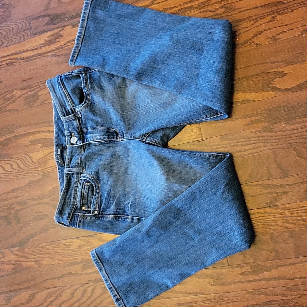 White House Black Market Blanc crop leg jeans rhinestones 5 pocket style 4 EUC…